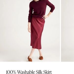 QUINCE NWT washable silk midi skirt cranberry wine color size large